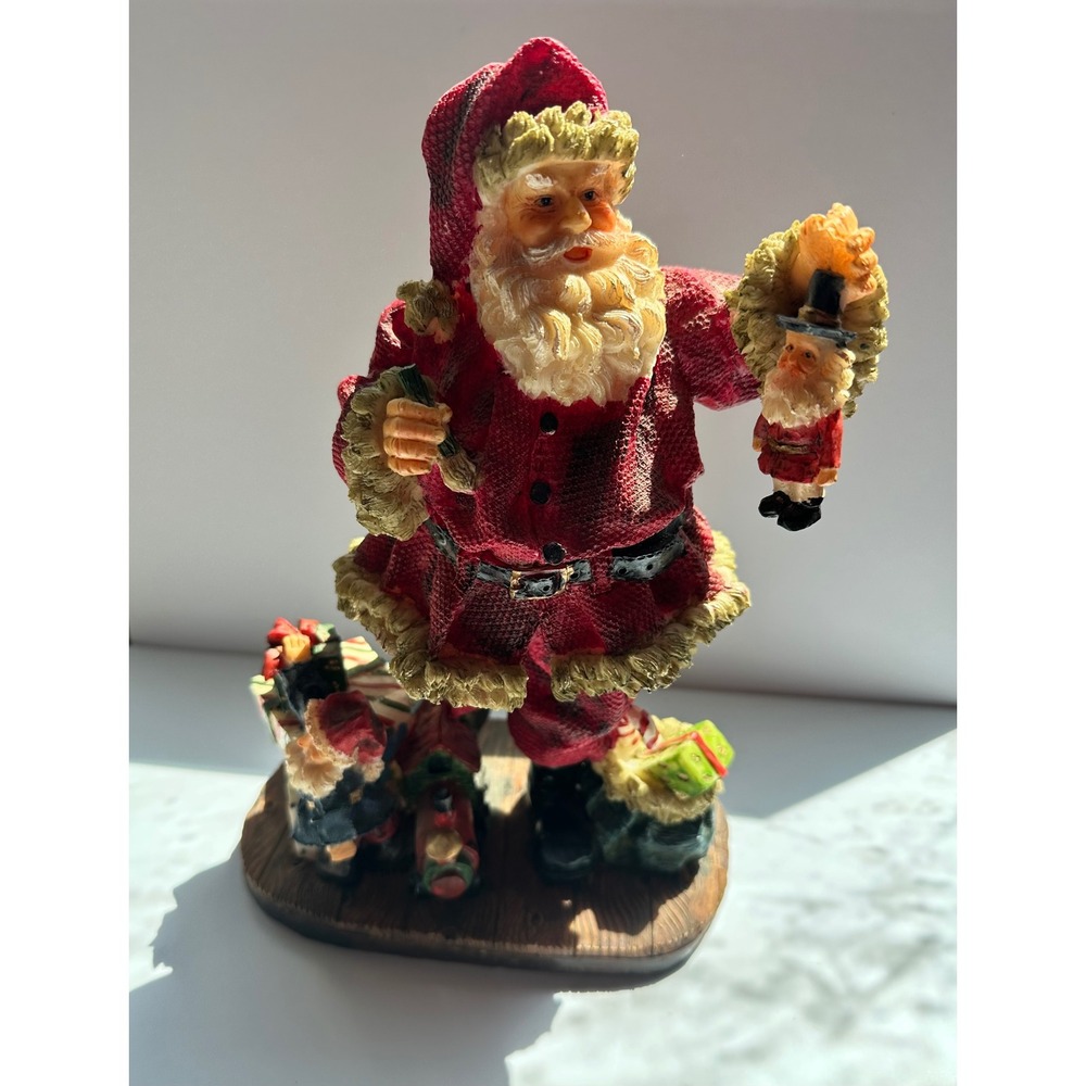 Vintage Style Polyresin Santa Claus Figurine with Toys and Nutcracker 288-0112